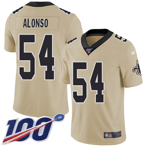 Men New Orleans Saints Limited Gold Kiko Alonso Jersey NFL Football #54 100th Season Inverted Legend Jersey->new orleans saints->NFL Jersey